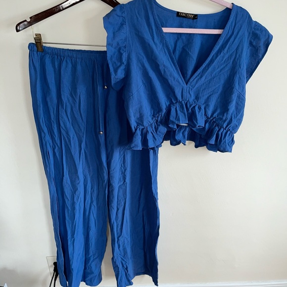 Fancyinn Pants - Fancyinn Women's Blue Jumpsuit Set
